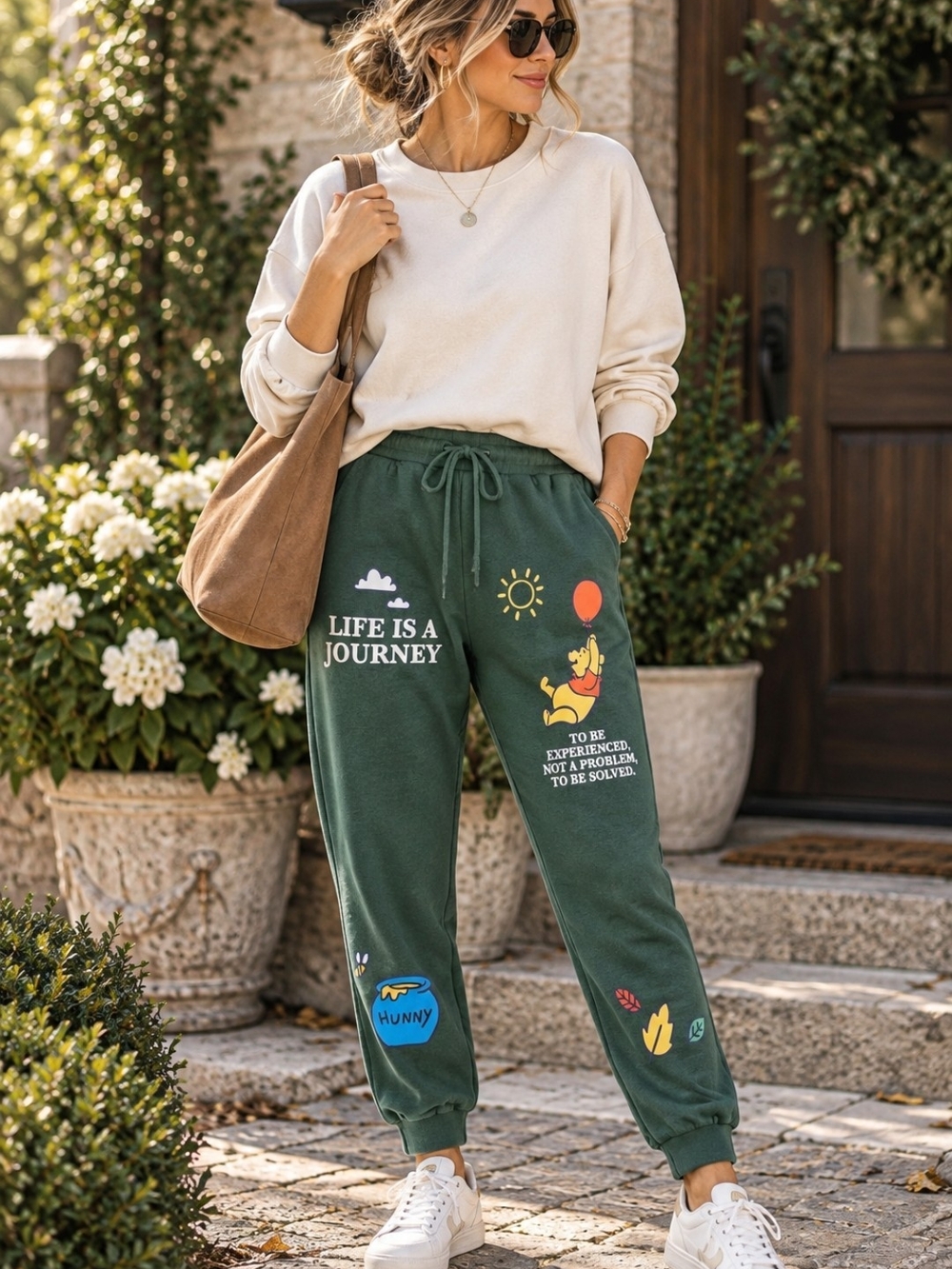 Disney Size S Green Winnie the Pooh Graphic Jogger Sweatpants Cozy Collectible